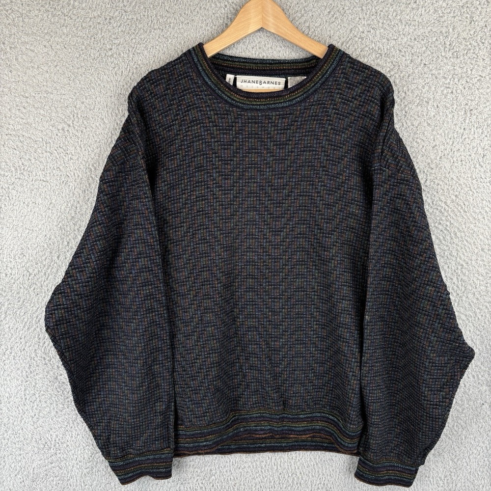 Vintage Jhane Barnes Sweater Mens 2XL Multicolor Geometric Crewneck Knit Japan